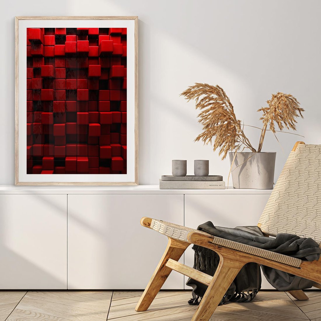 Plakat w ramie 40x50 - Geometryczne 3D: wizja przestrzeni - geometryczne, 3D - rama drewno