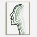 Obraz w ramie 50x70 - Zielony Profil - abstrakcja, zielony portret z profilu - rama drewno