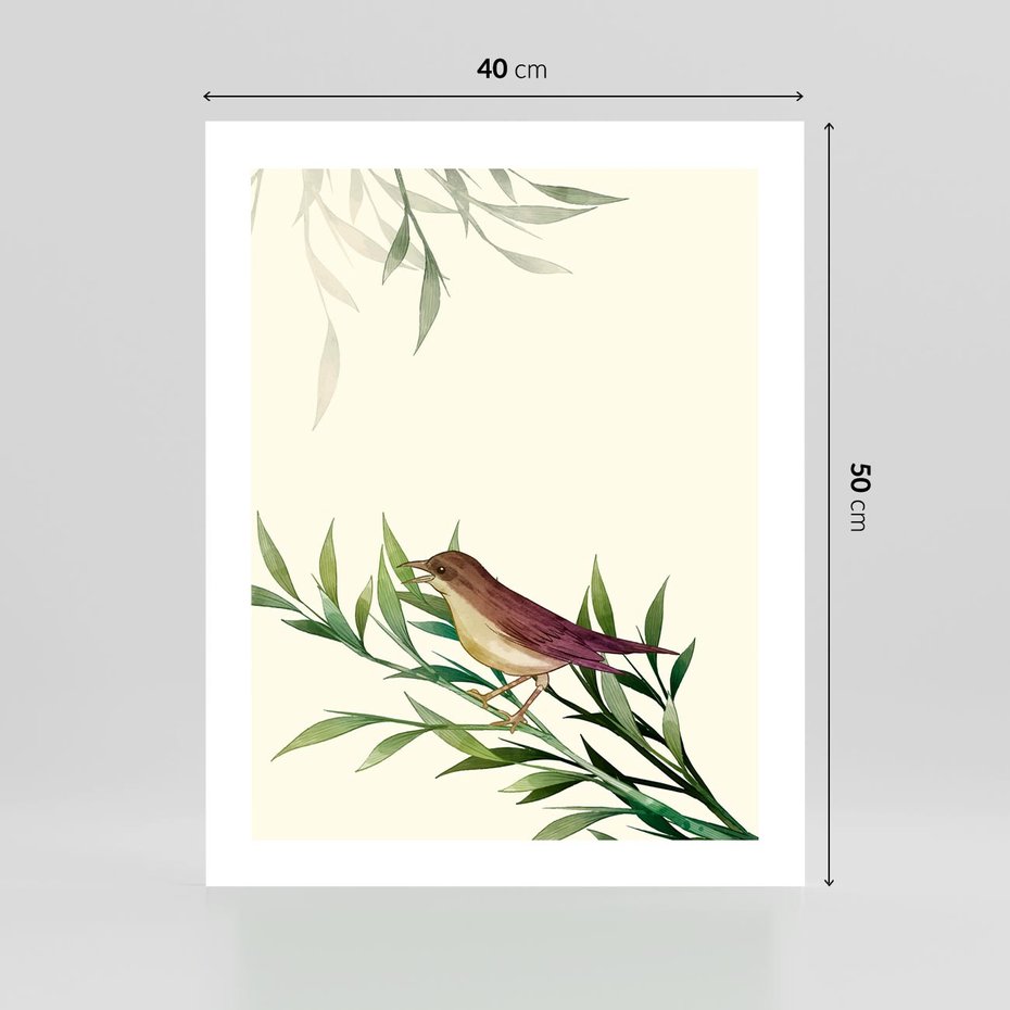 Plakat bez ramy 40x50 - Roślinne Nastroje - japońska sztuka, ptak