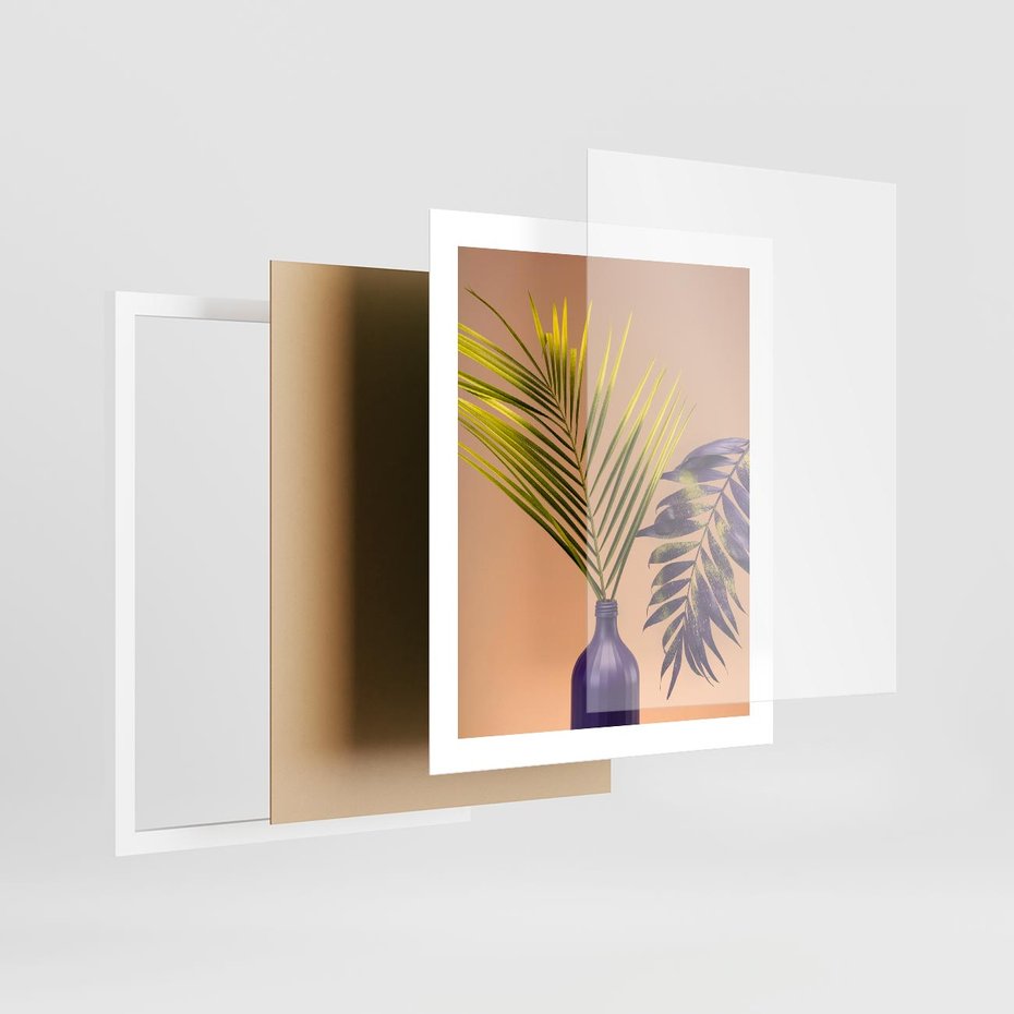Plakat w ramie 40x50 - Delikatne Piękno - palma, pastele - rama biała