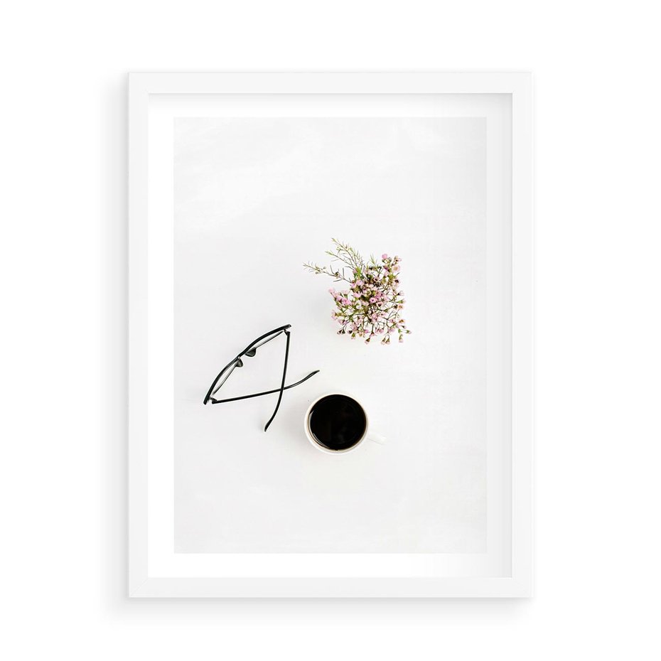 Plakat w ramie 50x70 - Codzienne Radości - kompozycja, bukiet - rama biała
