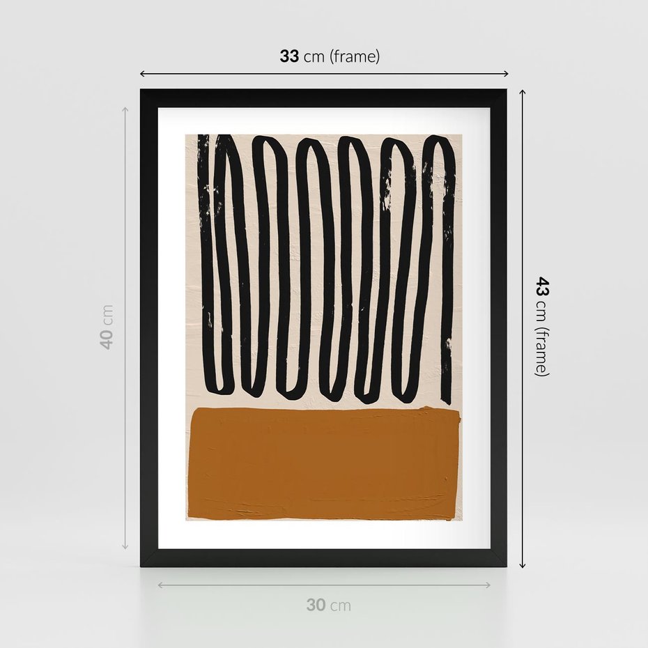 Plakat w ramie 30x40 - Boho Impulsy Kreatywności - abstrakcyjny plakat, brąz - rama czarna