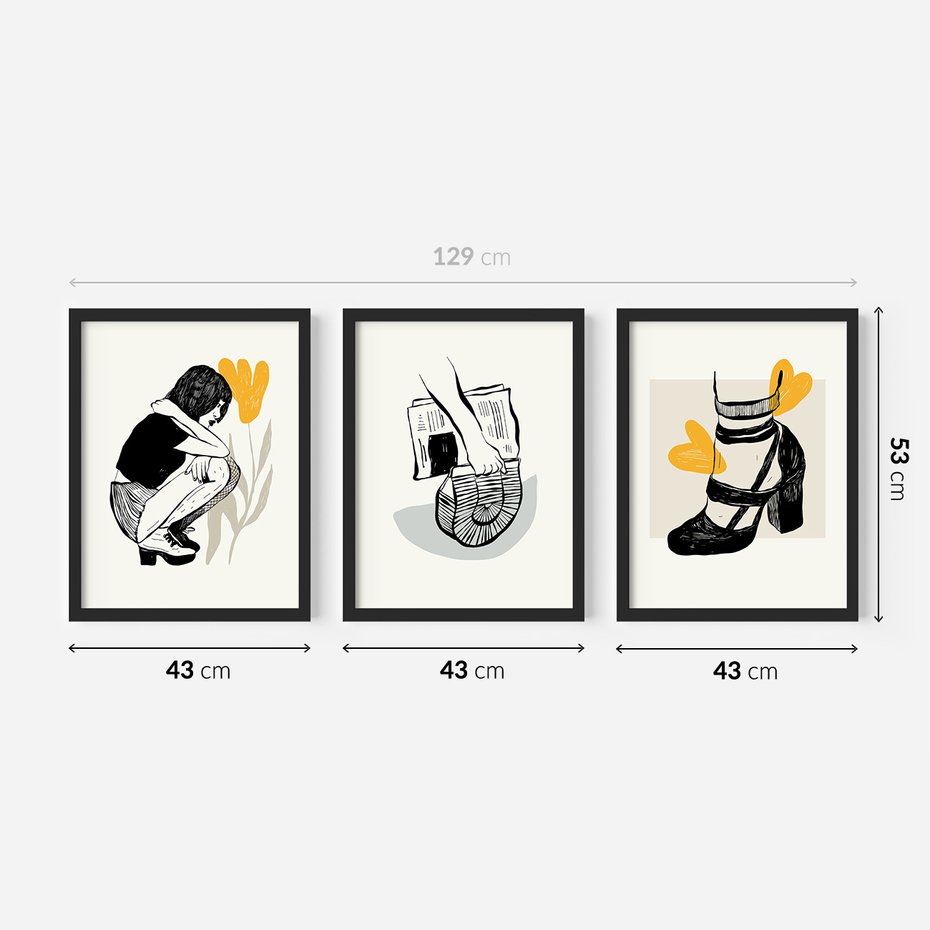 Zestaw obrazy w ramie 40x50 galeria - Moda, fashion, kobieta, szpilki - rama czarna