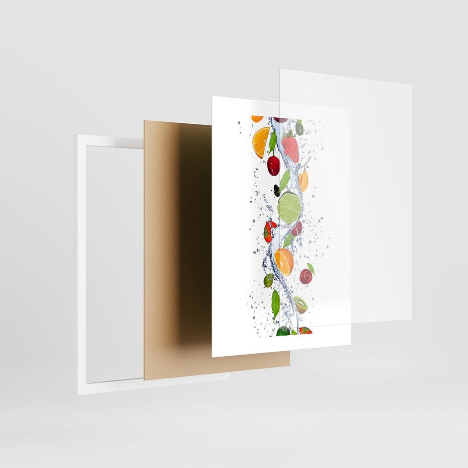 Plakat w ramie 30x40 - Kulinarne Inspiracje - owoce, woda - rama biała