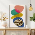 Obraz w ramie 70x100 - Kolorowe Przenikanie Kształtów - abstrakcyjne formy, obraz olejny - rama drewno