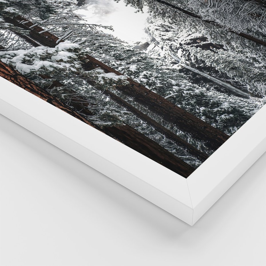 Zestaw obrazy w ramie 50x70 galeria - Zima, w, górach, las, widok - rama biała