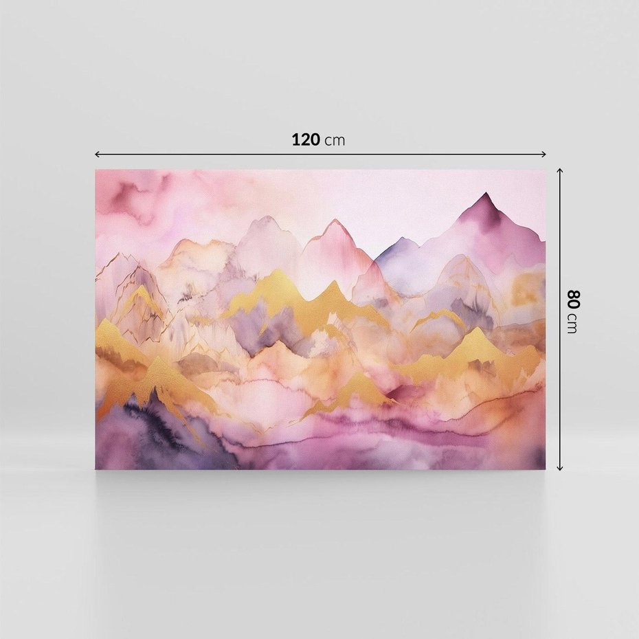 Obraz na płótnie 120x80 - Pastelowe Wzgórza - pastelowe, różowe góry