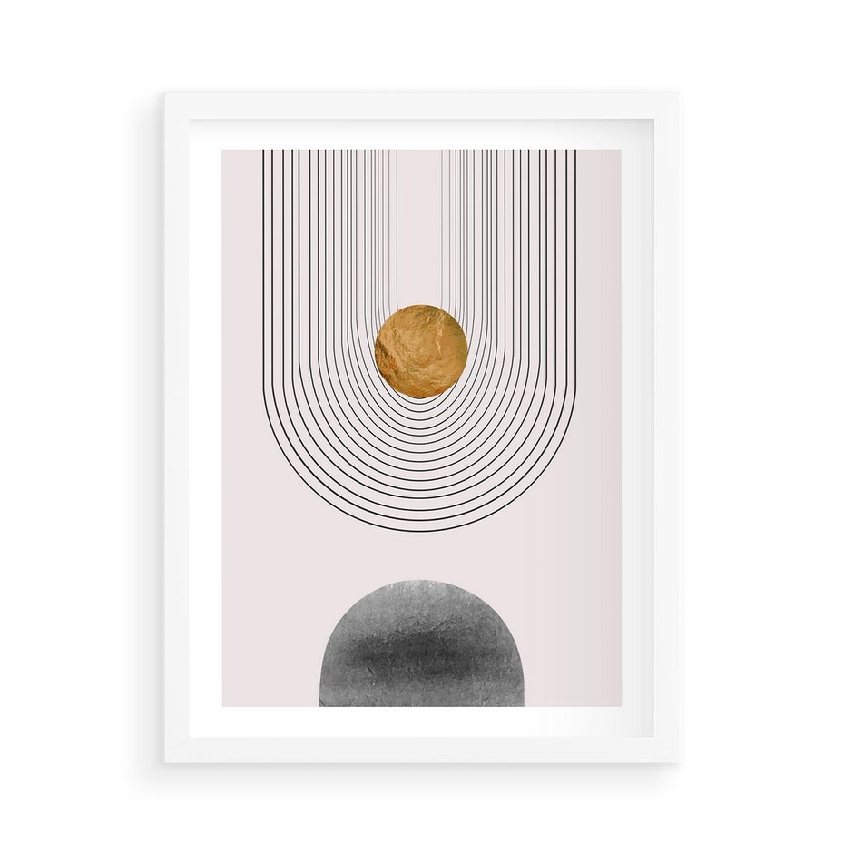 Plakat w ramie 50x70 - Geometryczny Blask - nowoczesna grafika, geometria - rama biała