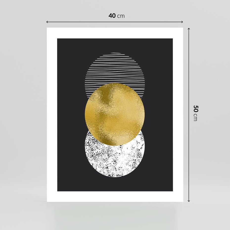 Plakat bez ramy 40x50 - Geometryczna Perfekcja: Złote Koło - geometryczna grafika, złote koło