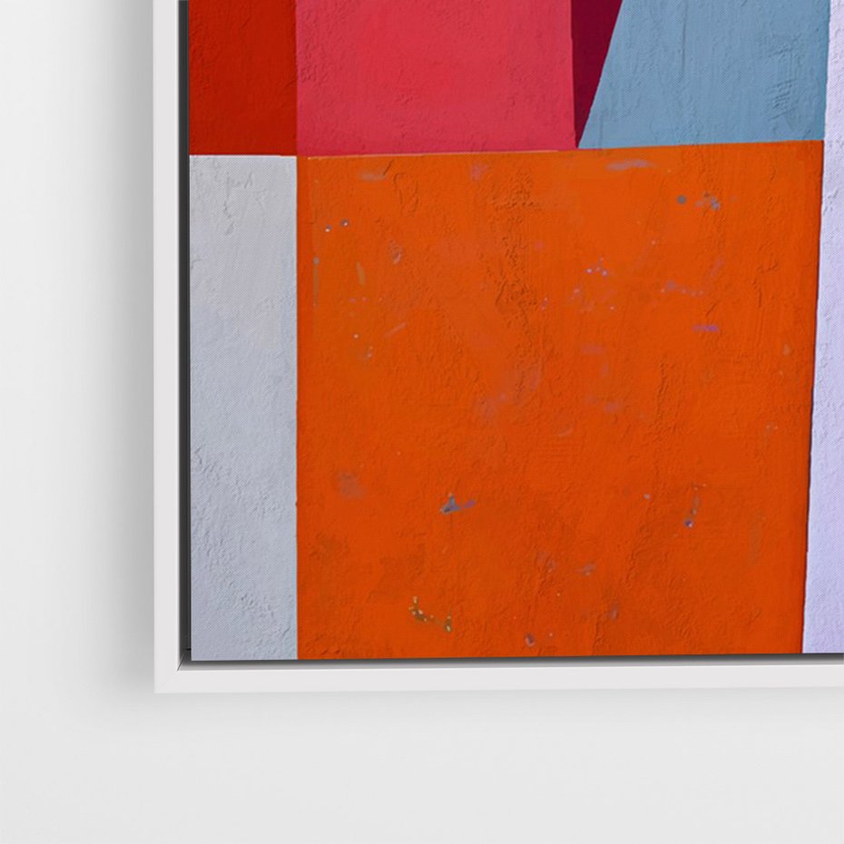 Obraz w ramie 70x100 - Migotliwe Nastroje Kształtów - różne geometryczne formy, olejny obraz - rama biała