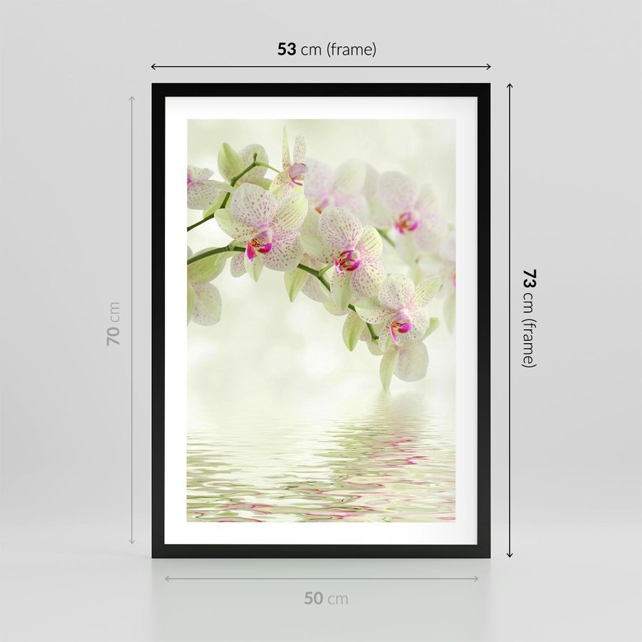 Plakat w ramie 50x70 - Orchidea w Spa - orchidea, kwiaty - rama czarna