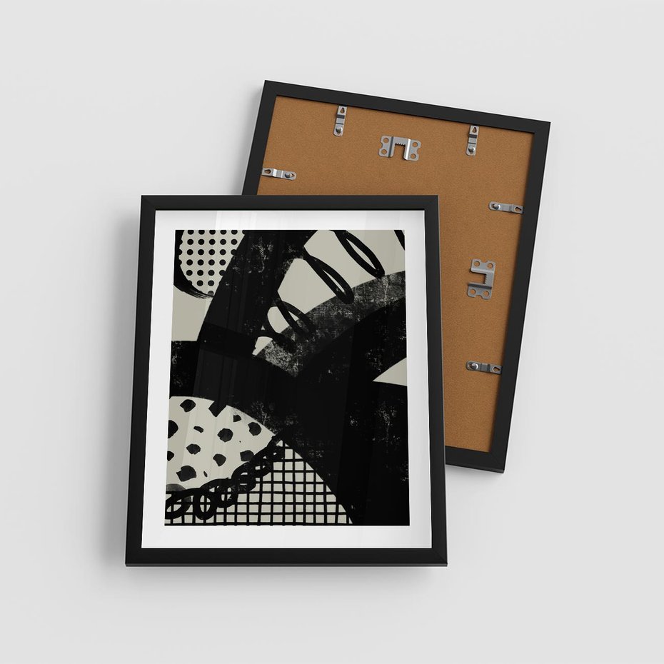 Plakat w ramie 40x50 - Nieznanie Zaskoczenia - bstrakcyjna mroczna kompozycja, nieregularne - rama czarna