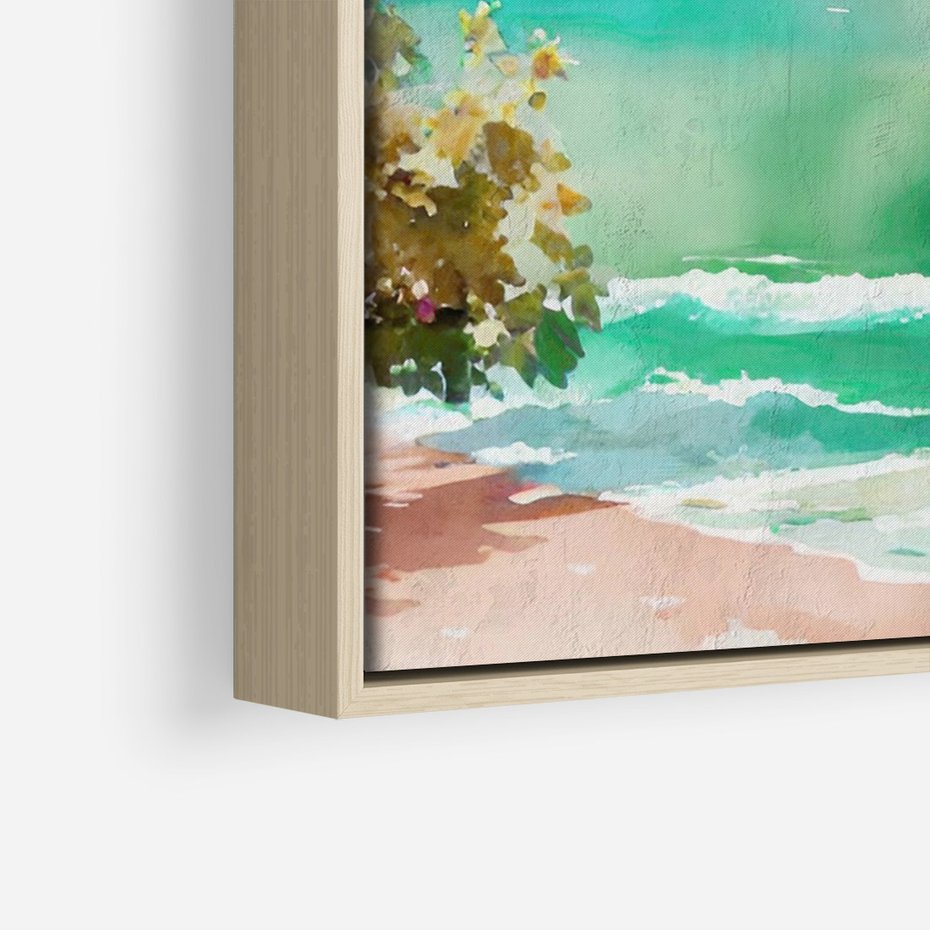 Obraz w ramie 50x70 - Na Zboczu - akwarela, nadmorski pejzaż - rama drewno