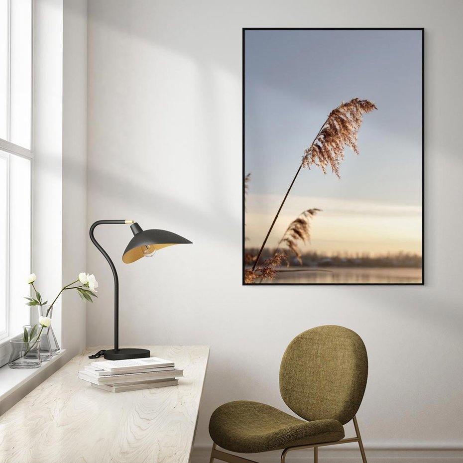 Obraz w ramie 70x100 - Naturalna Delikatność - trawy, boho - rama czarna