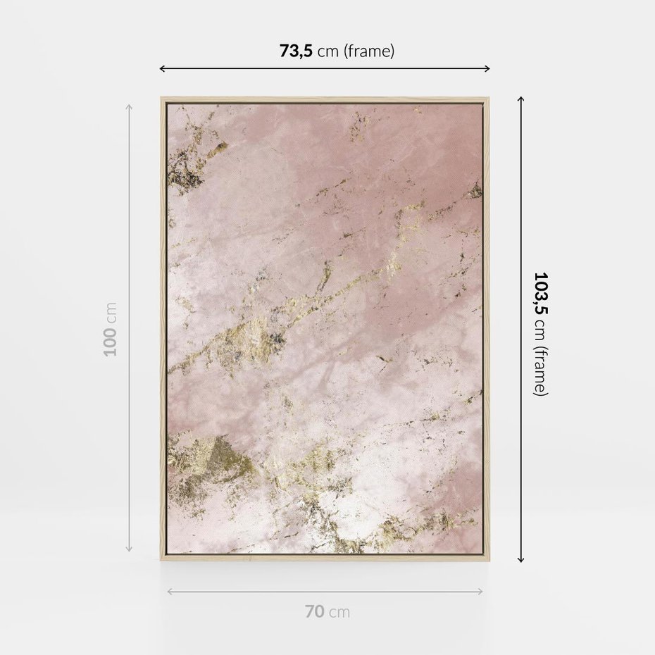 Obraz w ramie 70x100 - Piękno w Szczegółach - marmur, złoto - rama drewno