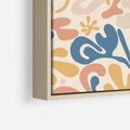 Obraz w ramie 50x50 - Symfonia Radosnych Barw - abstrakcyjne pastelowe formy, nowoczesna grafika w stylu boho - rama drewno