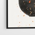 Obraz w ramie 50x50 - Wibracje Kolorów - abstrakcyjna czarna plama, rozsiane pomarańczowe kropki - rama czarna