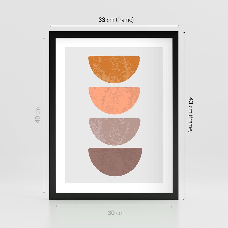 Plakat w ramie 30x40 - Minimalizm i Geometria - minimalistyczny obraz, mid-century styl - rama czarna