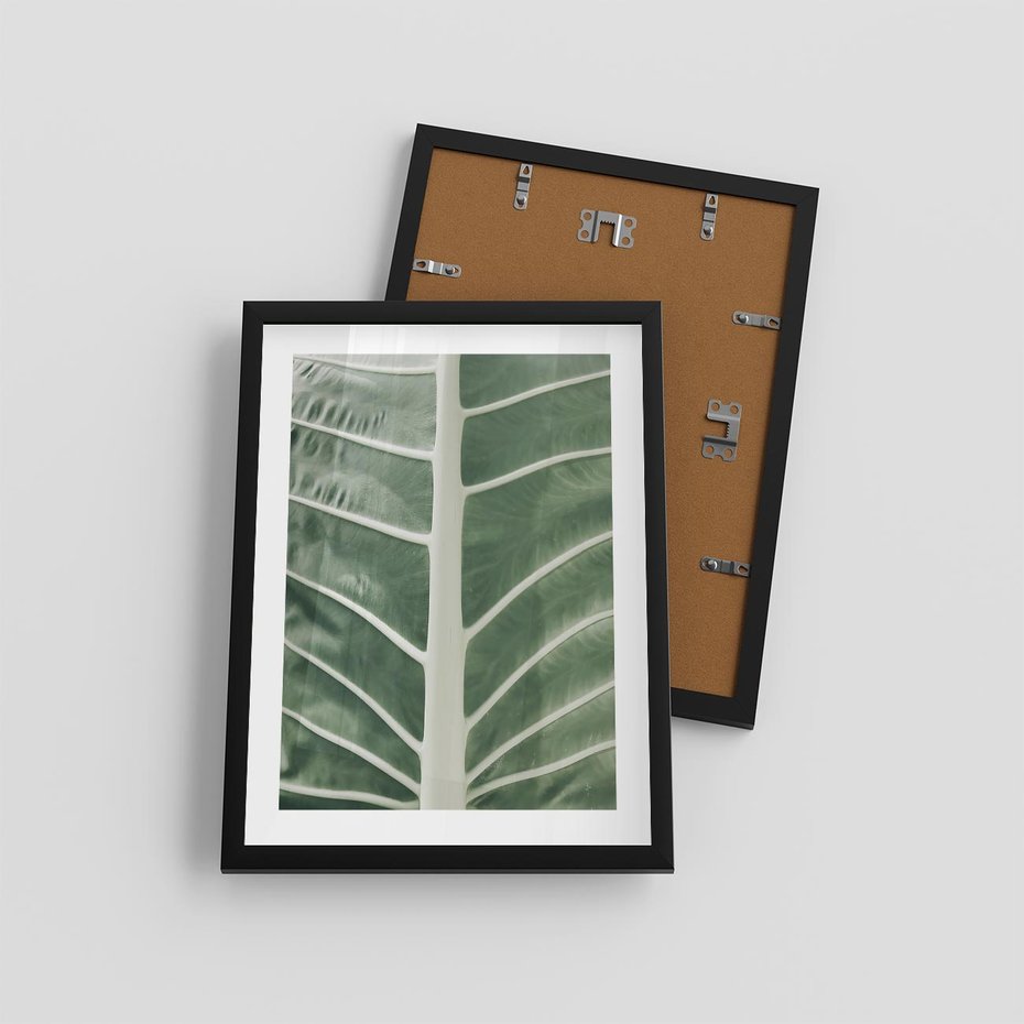 Plakat w ramie 30x40 - Zielone Wielkości: Zbliżenie Liścia - zbliżenie duz liść, jasna zieleń - rama czarna