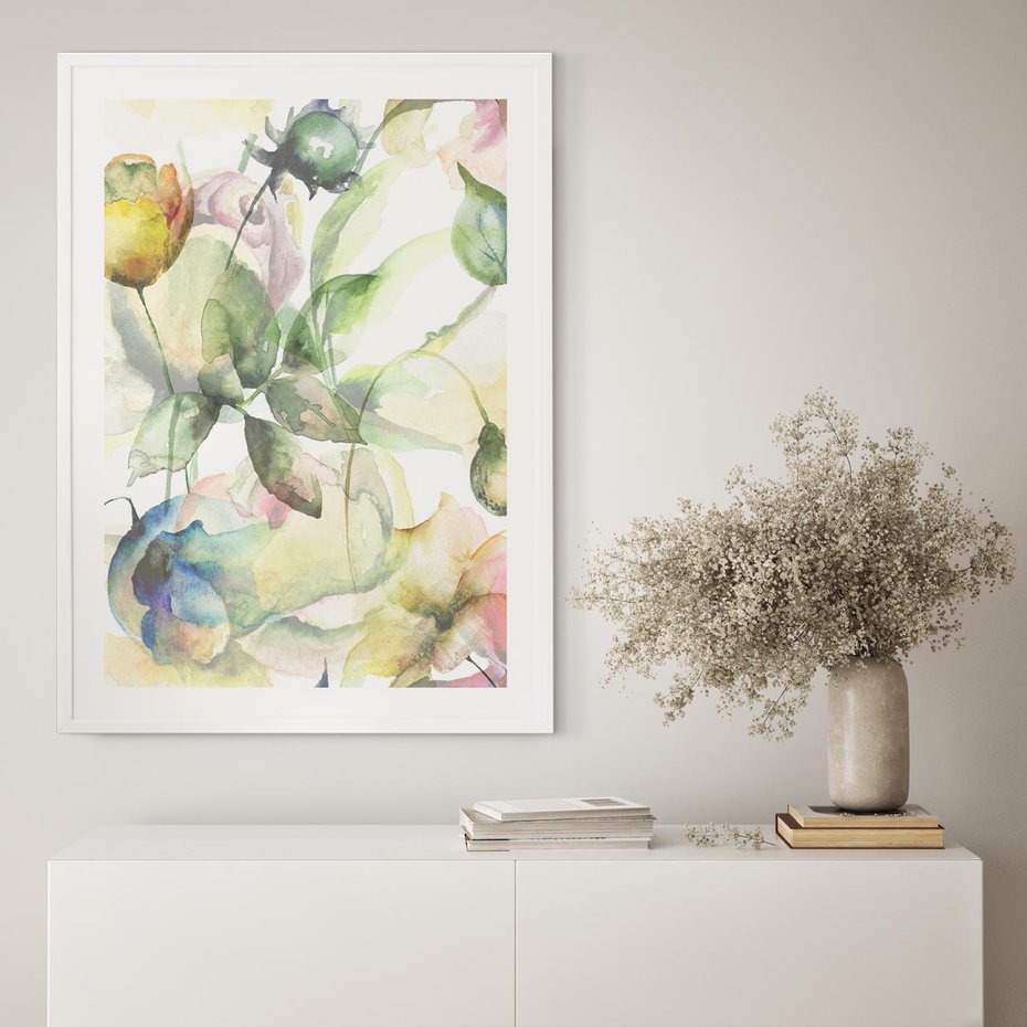 Plakat bez ramy 21x30 - Delikatne Kolory - akwarelowe, kwiaty