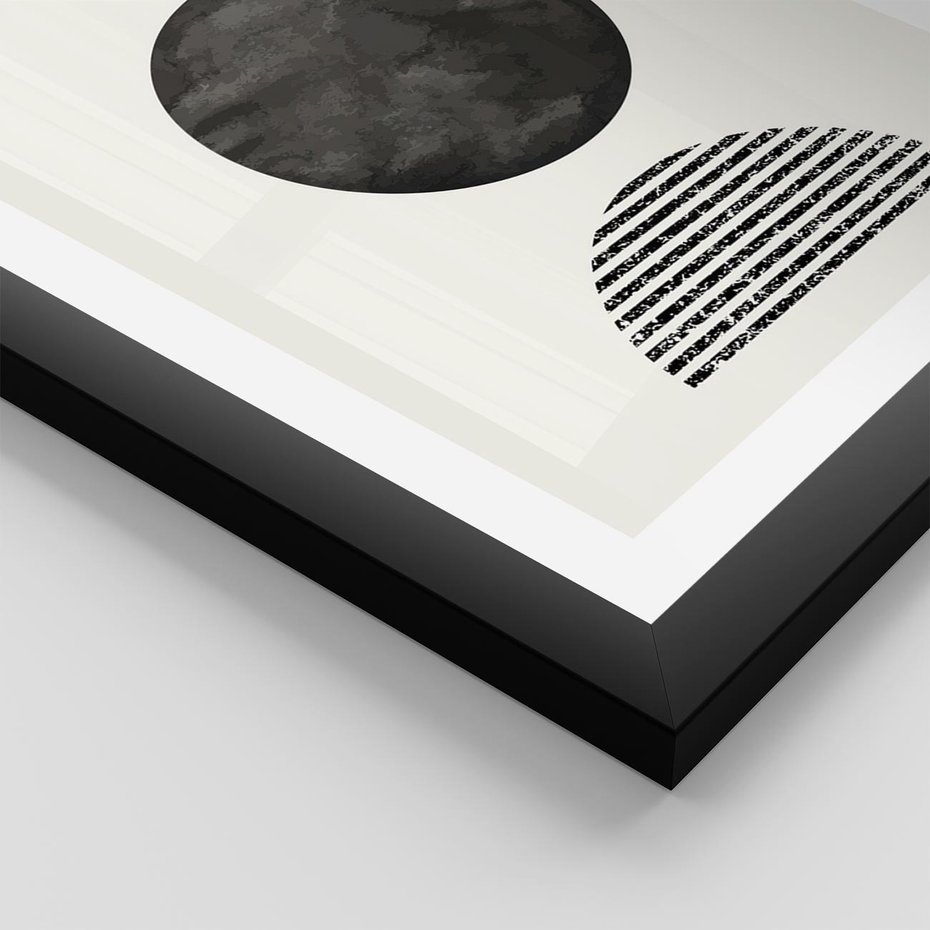 Plakat w ramie 30x40 - Tajemnicza Kompozycja - abstrakcyjne czarno białe formy, minimalizm - rama czarna