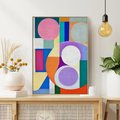 Obraz w ramie 50x70 - Migotliwe Impulsy Dźwięku - różne geometryczne formy, koła - rama drewno