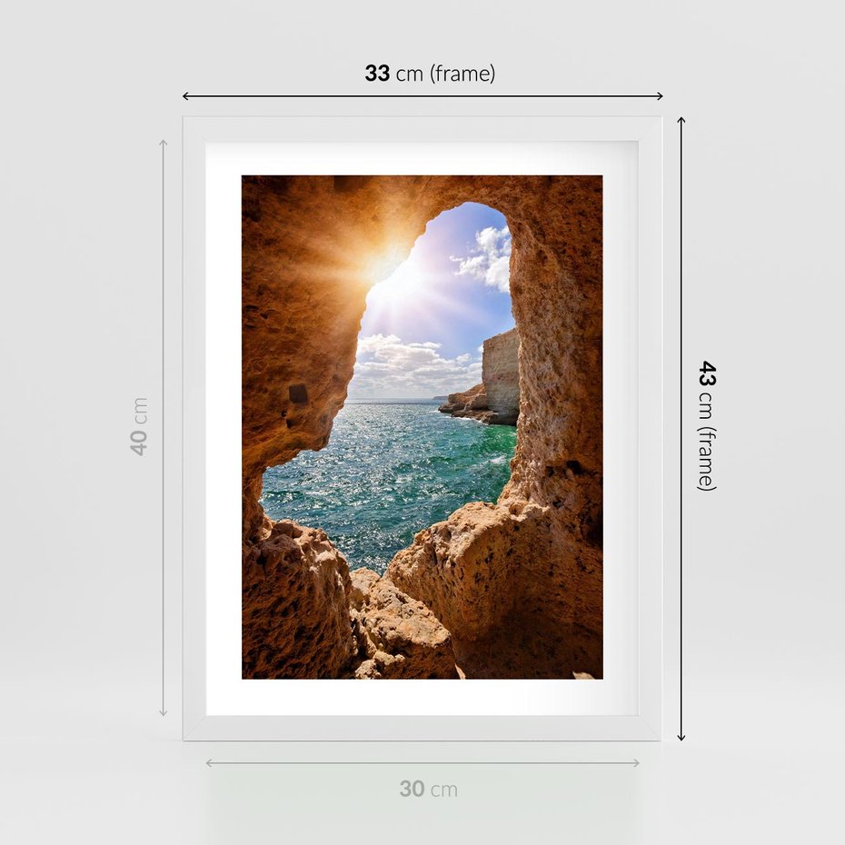 Plakat w ramie 30x40 - Potęga Natury - morze, klify - rama biała