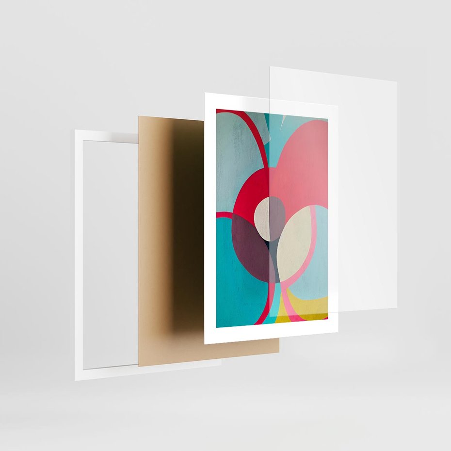Plakat w ramie 30x40 - Kolorowe Odsłony Inspiracji - abstrakcyjny obraz, olejny - rama biała