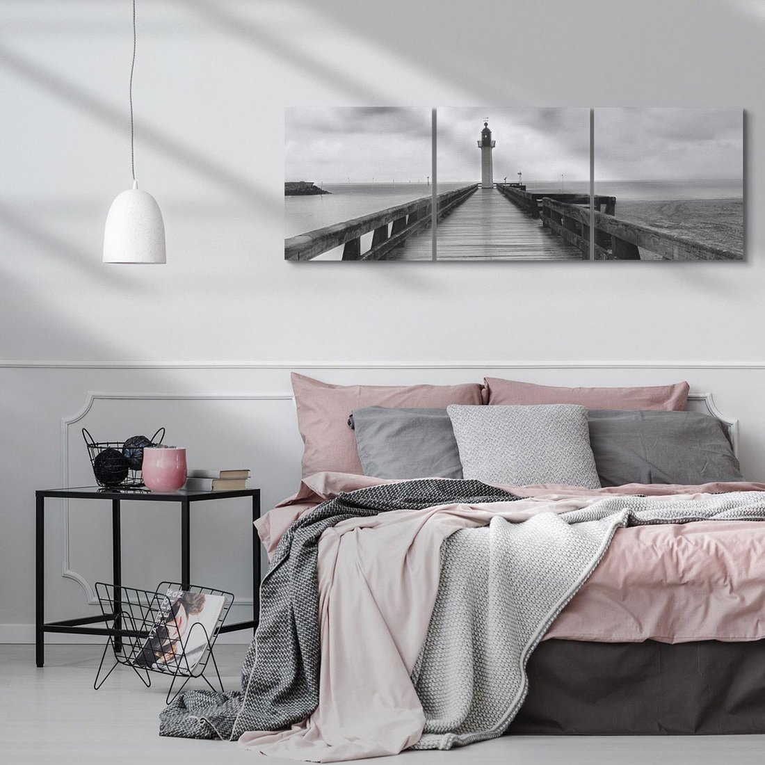 Obraz na płótnie 120x40 - Romantyczny pomost z latarnią - pomost, latarnia