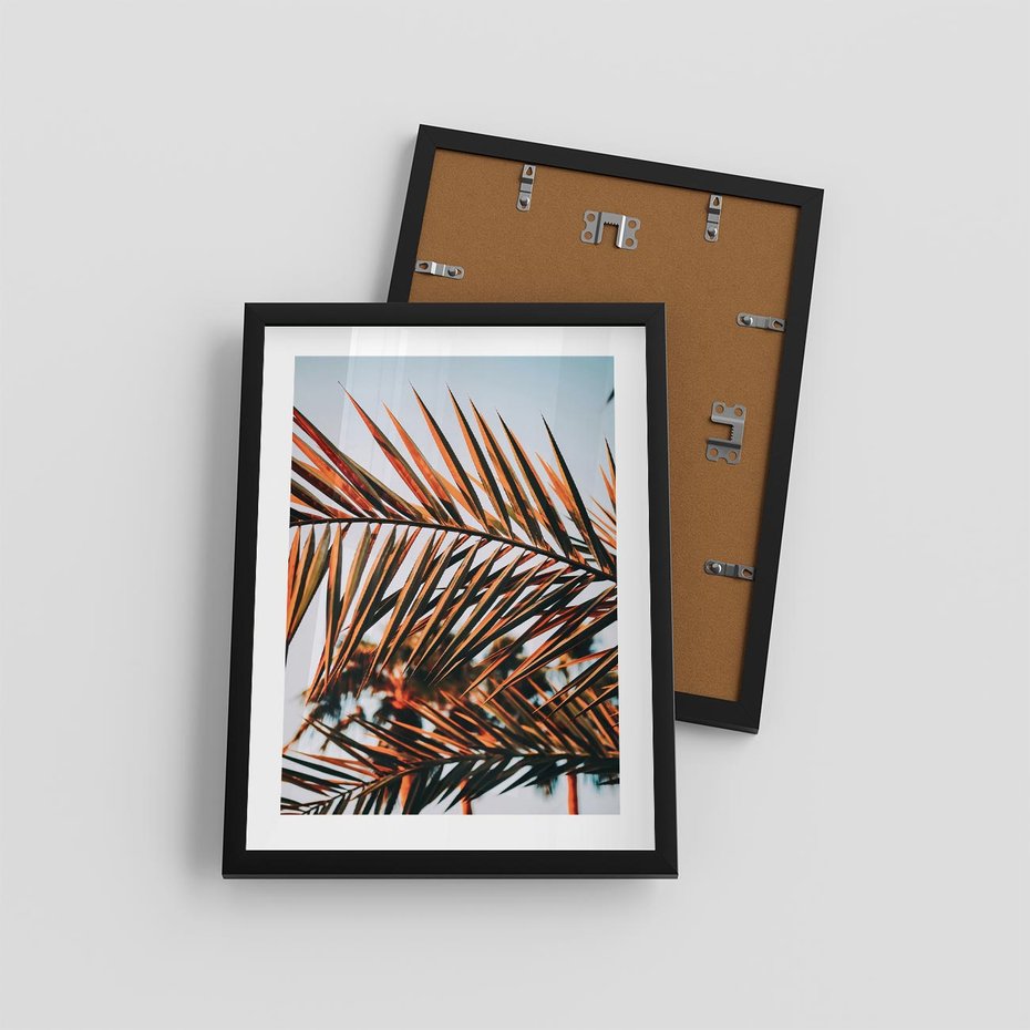 Plakat w ramie 30x40 - Tropikalna Harmonia - palma, liście palmy - rama czarna