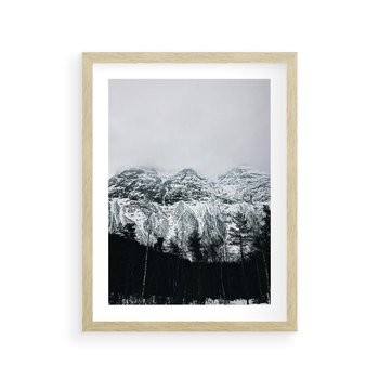 Plakat w ramie 40x50 - Zimowe Uroki Gór - góry ośnieżone, krajobraz górski - rama drewno