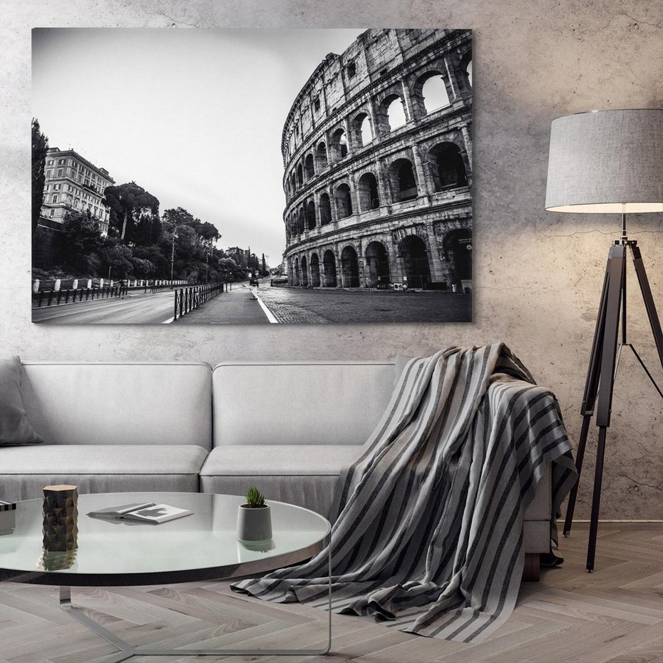 Obraz na płótnie 120x80 - Echa Historii - czarno biała fotografia, koloseum