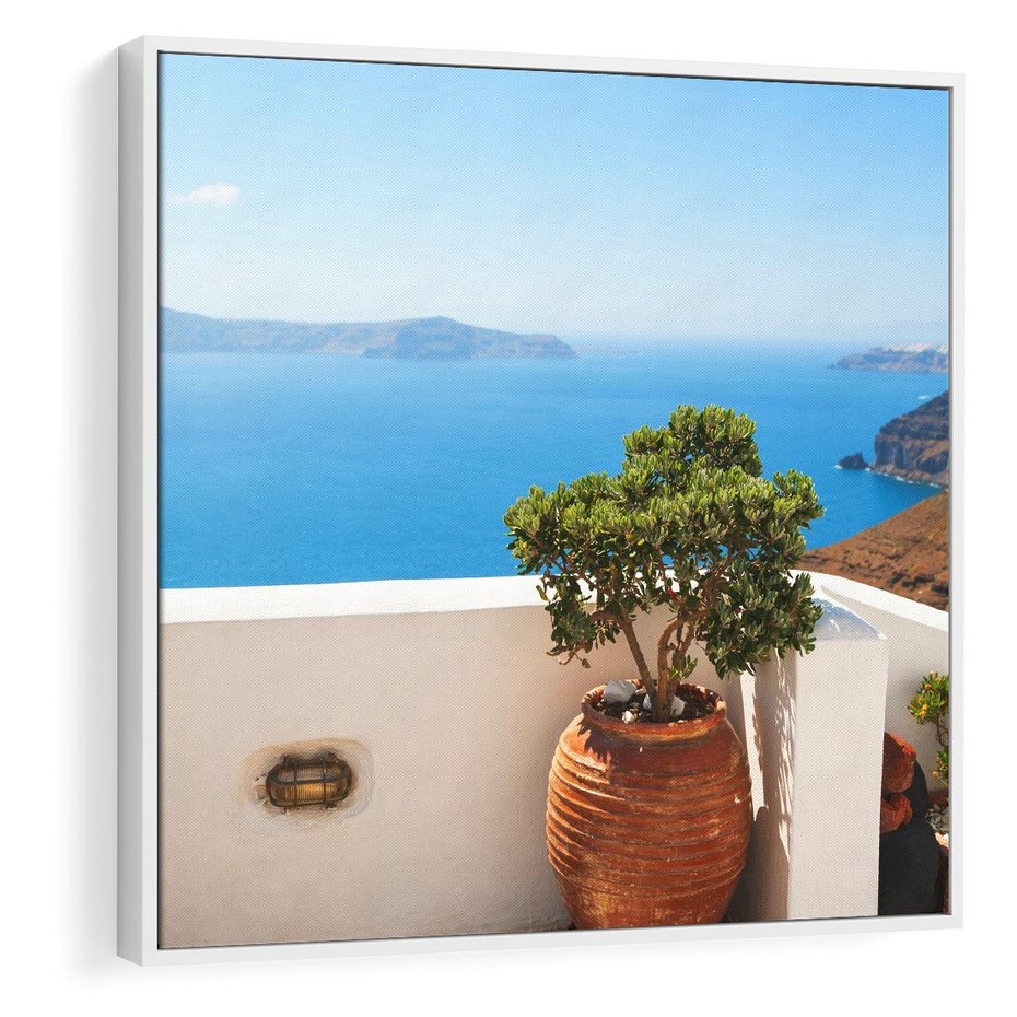 Obraz w ramie 50x50 - Santorini - oaza greckiej wyspy - Santorini, grecka - rama biała