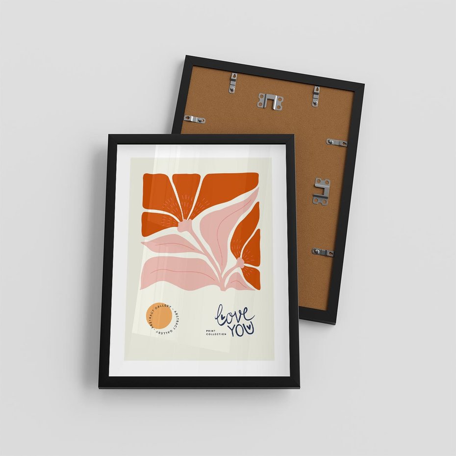 Plakat w ramie 30x40 - Miłość w Kwiatowym Sercu - kwiaty, miłość - rama czarna