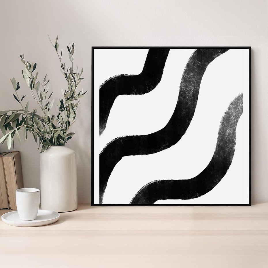 Obraz w ramie 50x50 - Wibracje Plam - abstrakcja, minimalizm - rama czarna