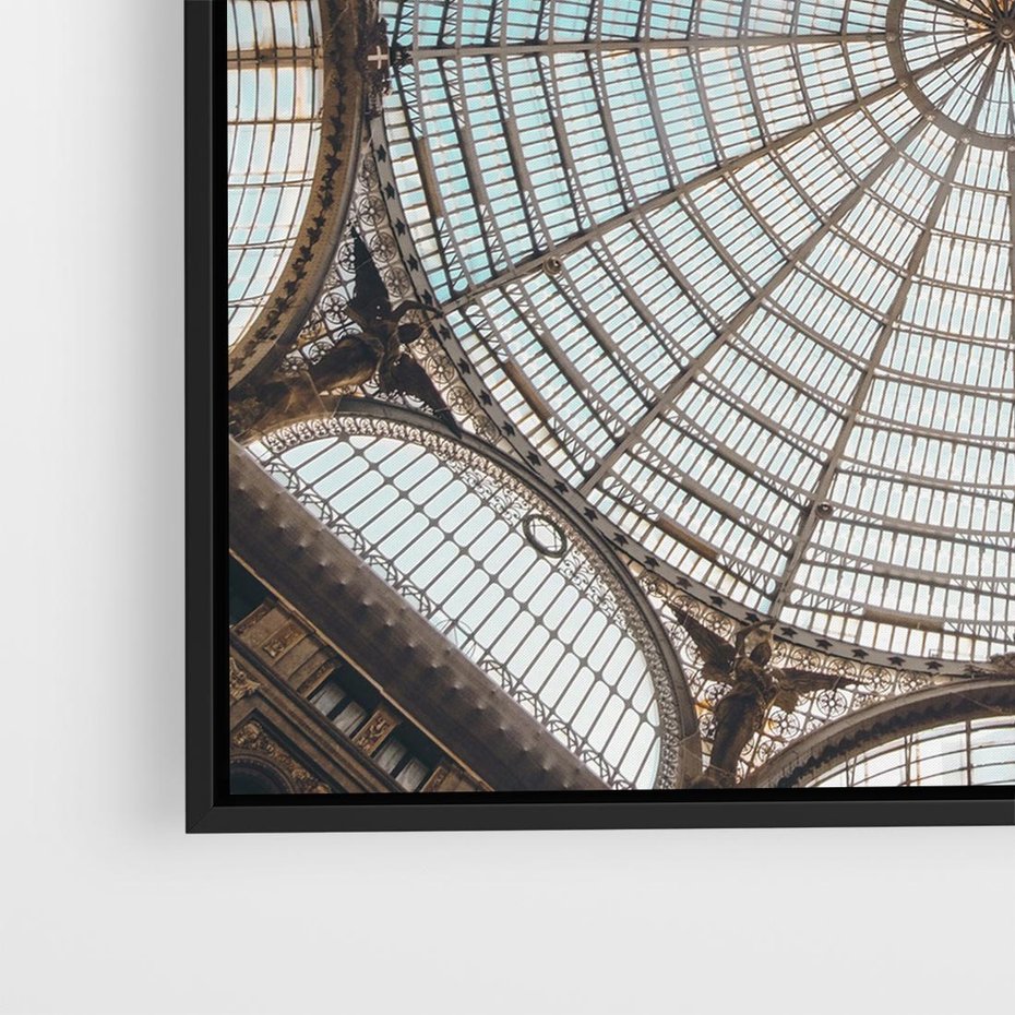 Obraz w ramie 50x50 - Magia Sklepienia - sklepienie, szklany dach - rama czarna