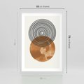 Plakat w ramie 50x70 - Taniec Okręgów - boho obraz, geometria - rama biała