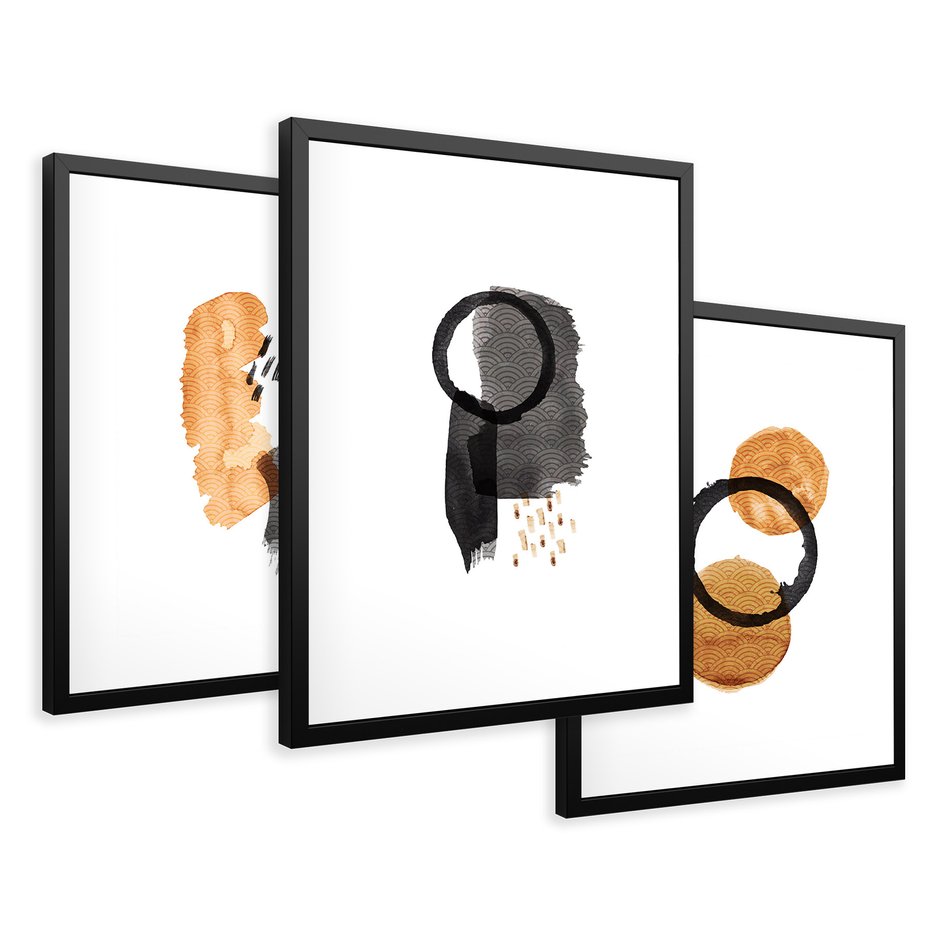 Zestaw obrazy w ramie 40x50 galeria - Japońska, abstrakcja, minimalizm - rama czarna