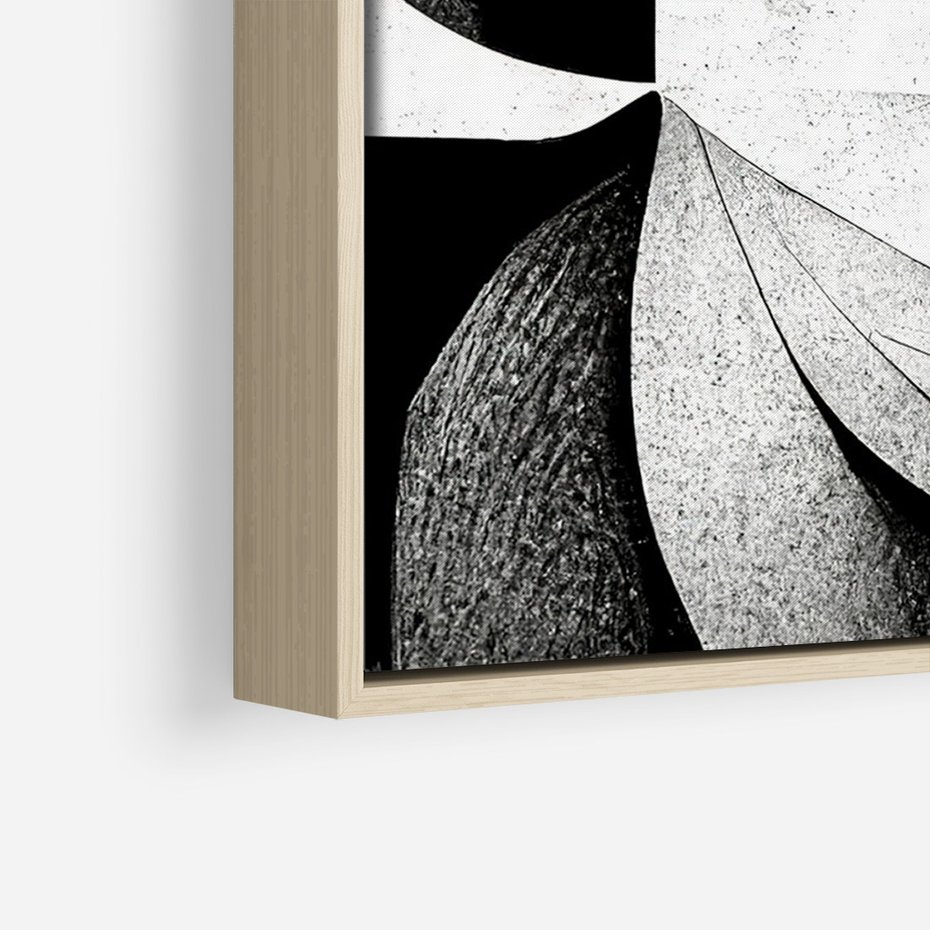 Obraz w ramie 50x70 - Harmonia świateł i cieni - abstrakcja czarno biała, geometria - rama drewno