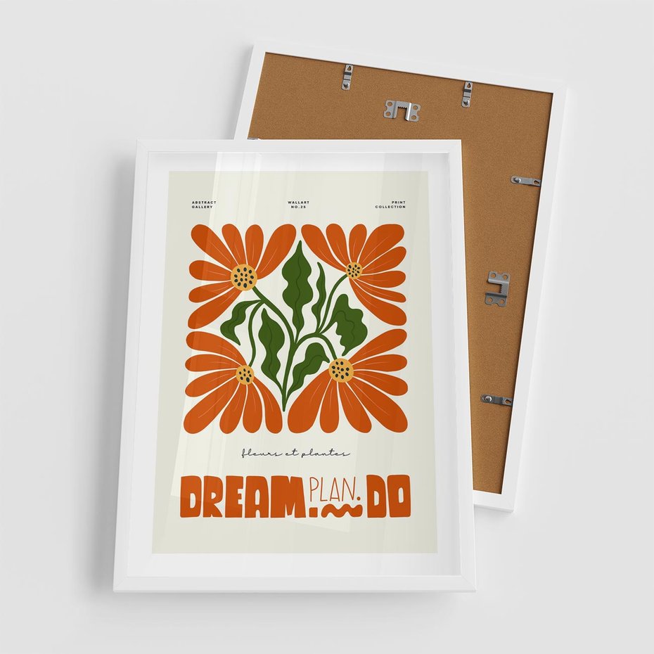 Plakat w ramie 50x70 - Księga Abstrakcji - sztuka nowoczesna, kolorowe kwiaty - rama biała