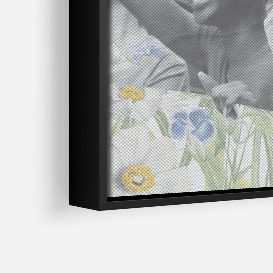 Obraz w ramie 70x100 - Księga zaklętych marzeń - kolaż, czarnobiałe zdjęcie wesołych młodych ludzi - rama czarna