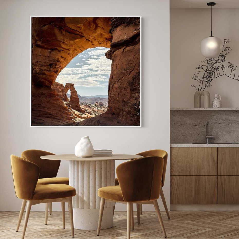 Obraz w ramie 80x80 - Magia pustynnego kanionu - pustynia, kanion - rama biała