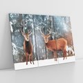 Obraz na płótnie 120x80 - Mroźne Spotkanie w Leśnej Krainie - dwa jelenie, zima