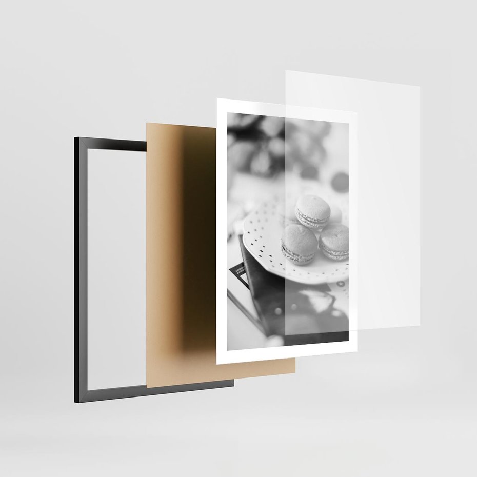 Plakat w ramie 50x70 - Makaroniki w Szarości - czarno biała fotografia, plakat - rama czarna