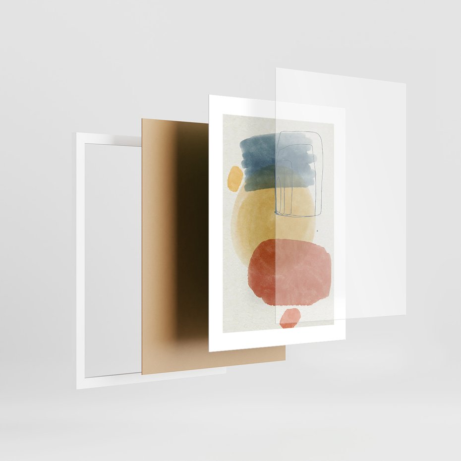 Zestaw obrazy w ramie 50x70 galeria - Geometryczne, plamy, kolorowe - rama biała