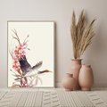 Obraz w ramie 50x70 - Szept Japonii - japońska sztuka, ptak - rama drewno