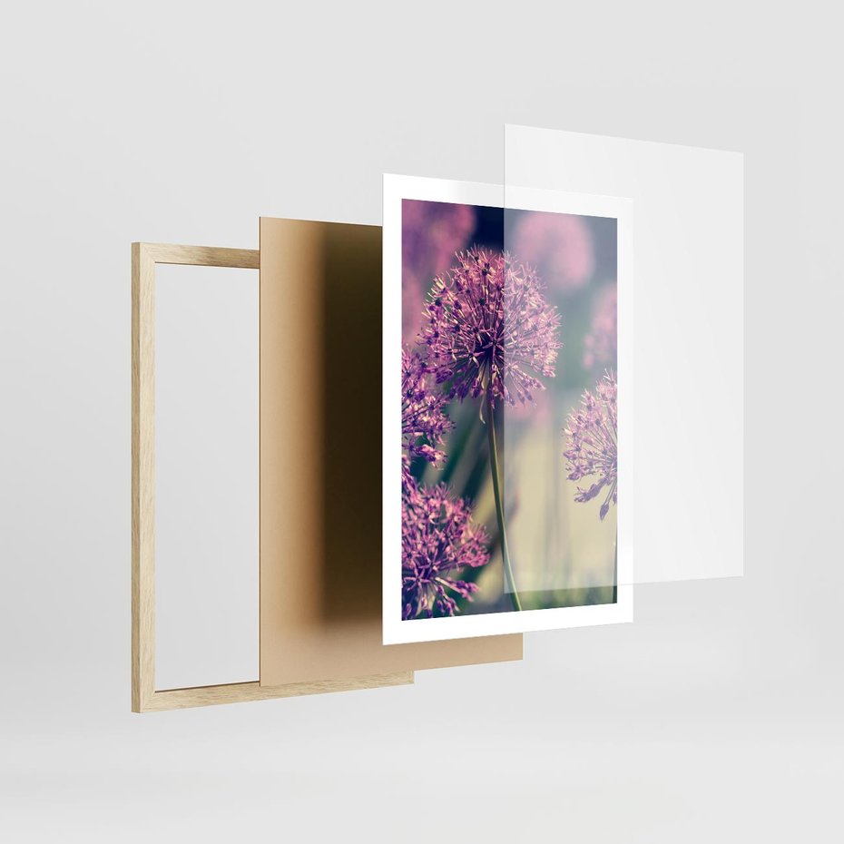 Plakat w ramie 50x70 - Kwiatowa łąka w pełnym rozkwicie - kwiaty, łąka - rama drewno