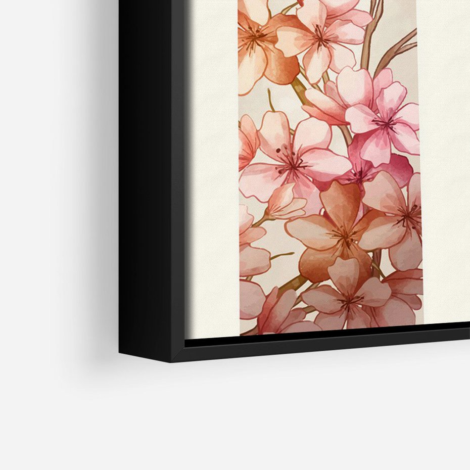 Obraz w ramie 50x70 - Rozkwitające Marzenia - japońska sztuka, ptak - rama czarna