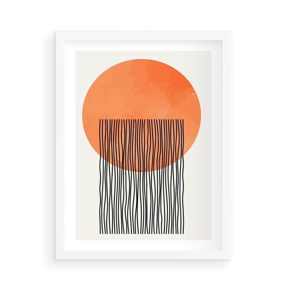 Plakat w ramie 50x70 - Echa Wyobraźni - koło, boho styl - rama biała