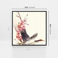 Obraz w ramie 50x50 - Szept Japonii - japońska sztuka, ptak - rama czarna